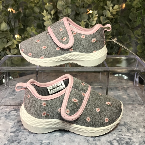 Girl’s (Baby) Size 5M Carter’s Lorena Grey & Pink Floral Velcro Sneakers ✨NWT✨ - Picture 6 of 8